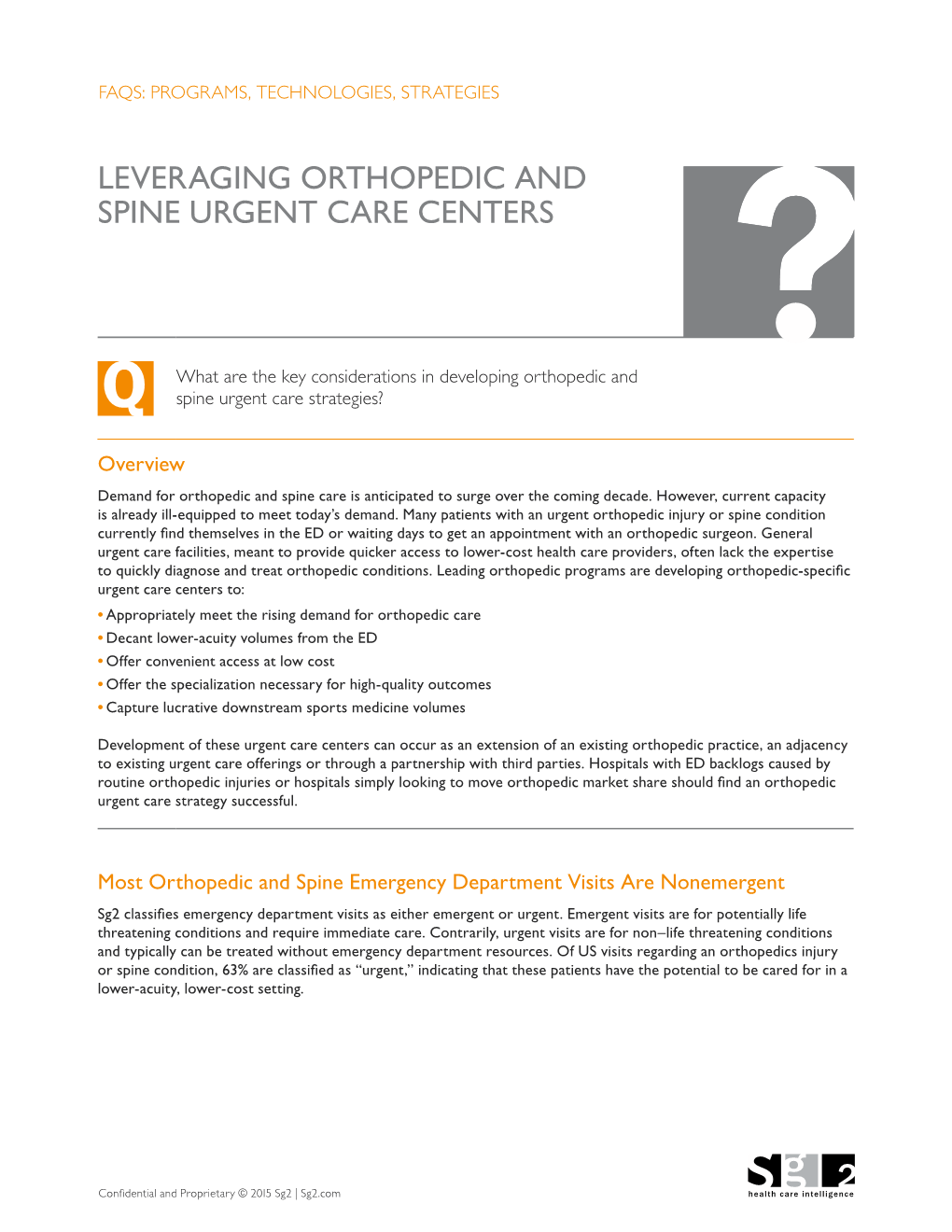 Leveraging Orthopedic and Spine Urgent Care Centers