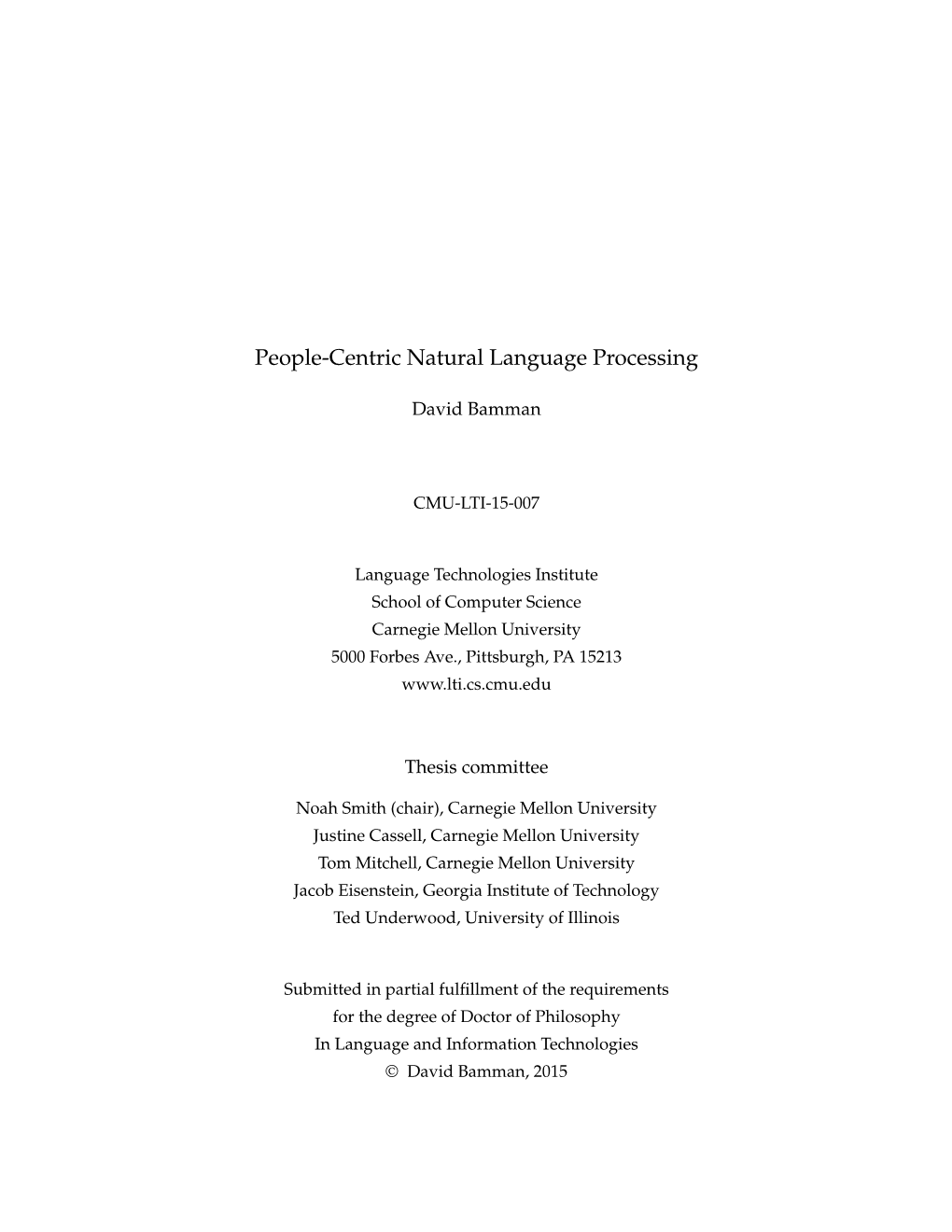 People-Centric Natural Language Processing