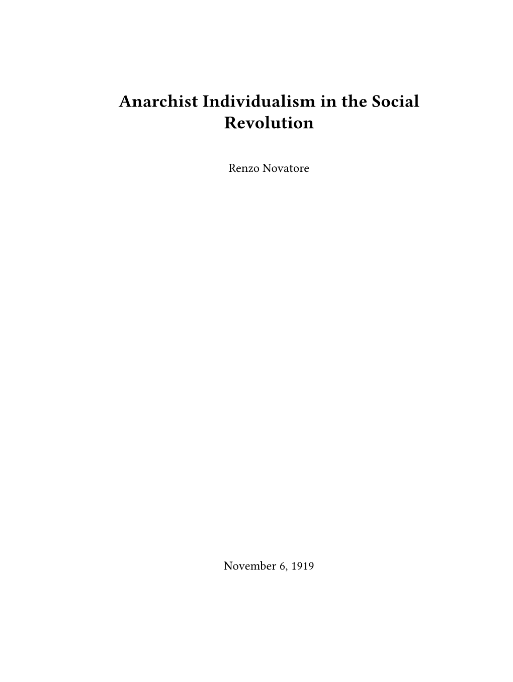 Anarchist Individualism in the Social Revolution