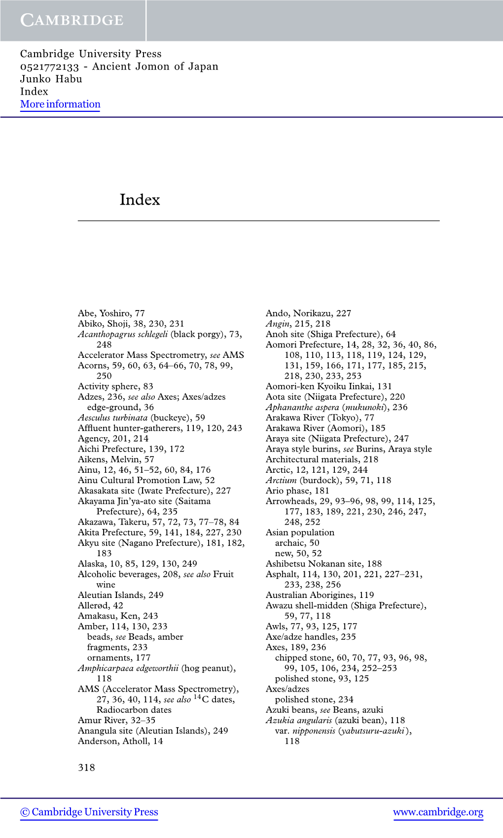 Ancient Jomon of Japan Junko Habu Index More Information