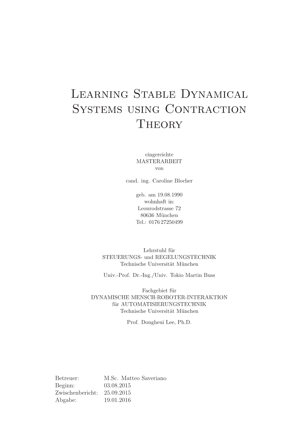 Learning Stable Dynamical Systems Using Contraction Theory