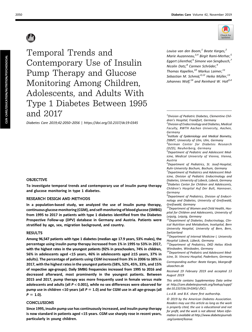 Temporal Trends and Contemporary Use of Insulin Pump Therapy And