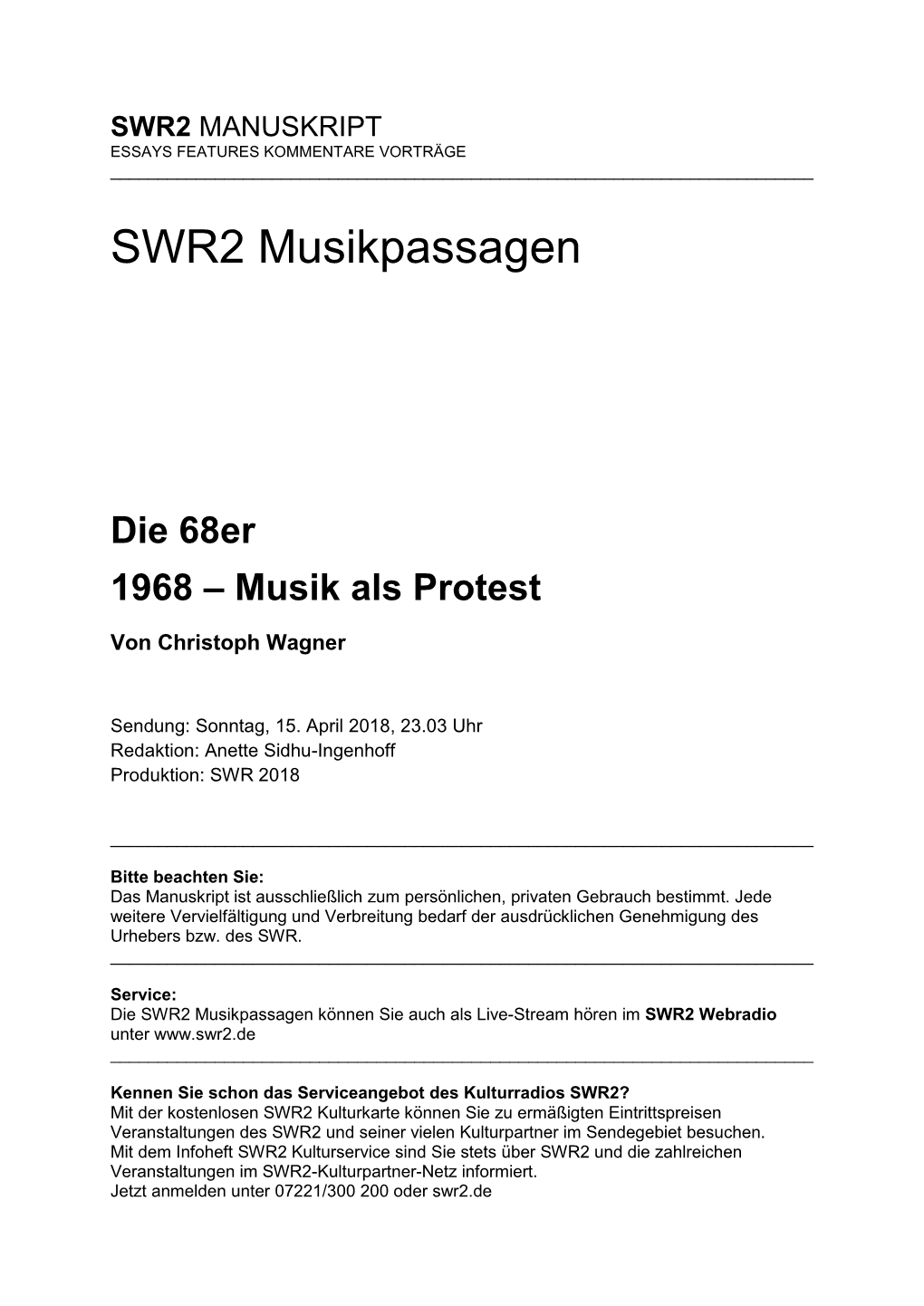 SWR2 Musikpassagen