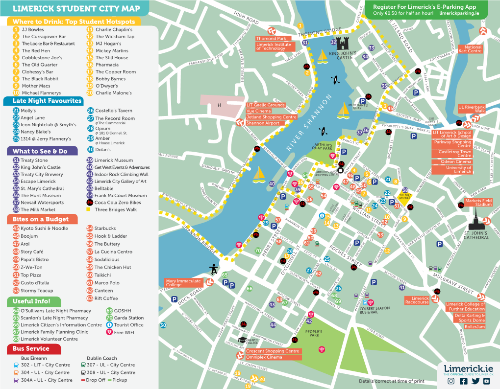 STUDENT CITY MAP H a LE I Only €0.50 for Half an Hour! Limerickparking.Ie B