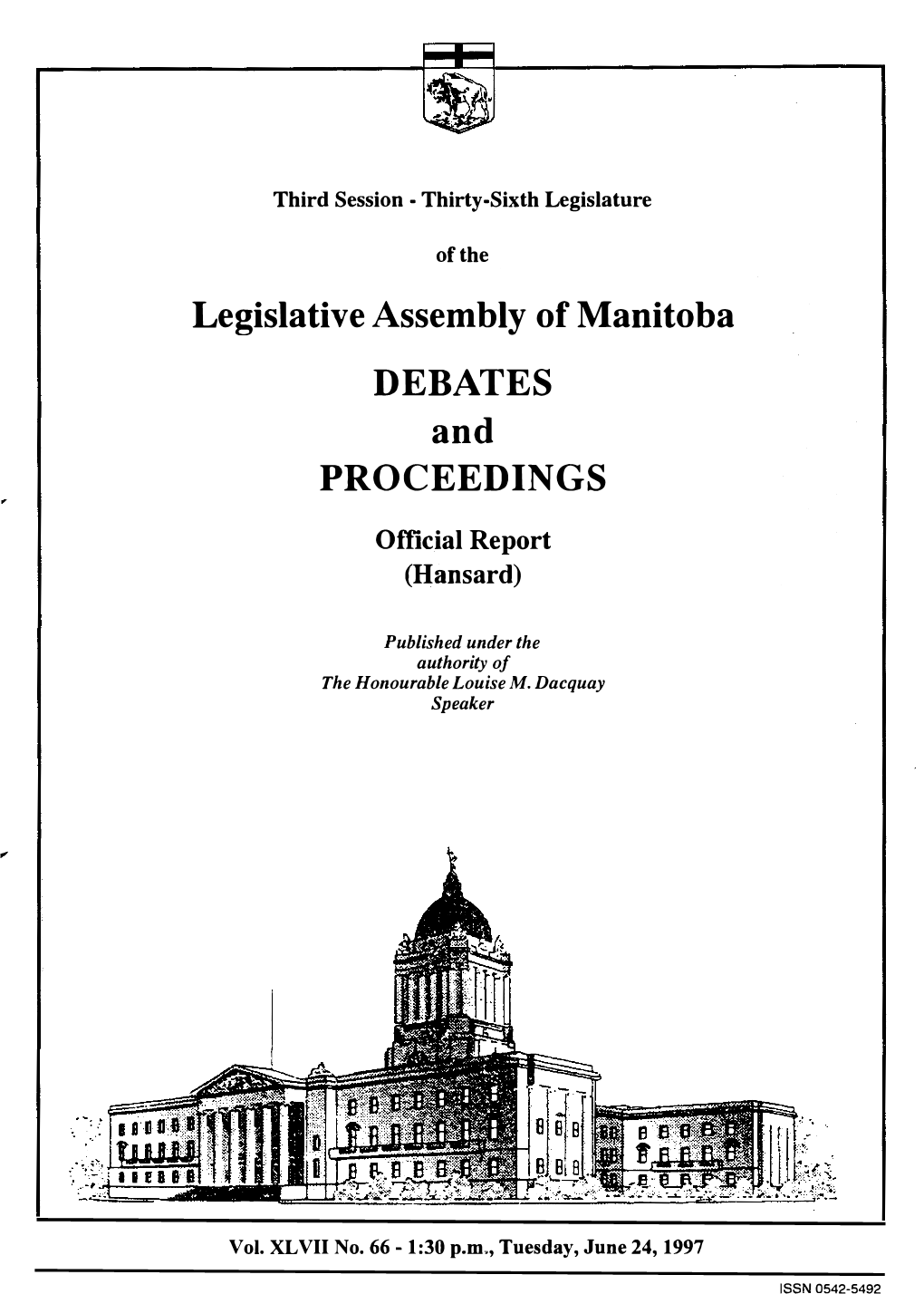 Legislative Assembly of Manitoba DEBATES and PROCEEDINGS