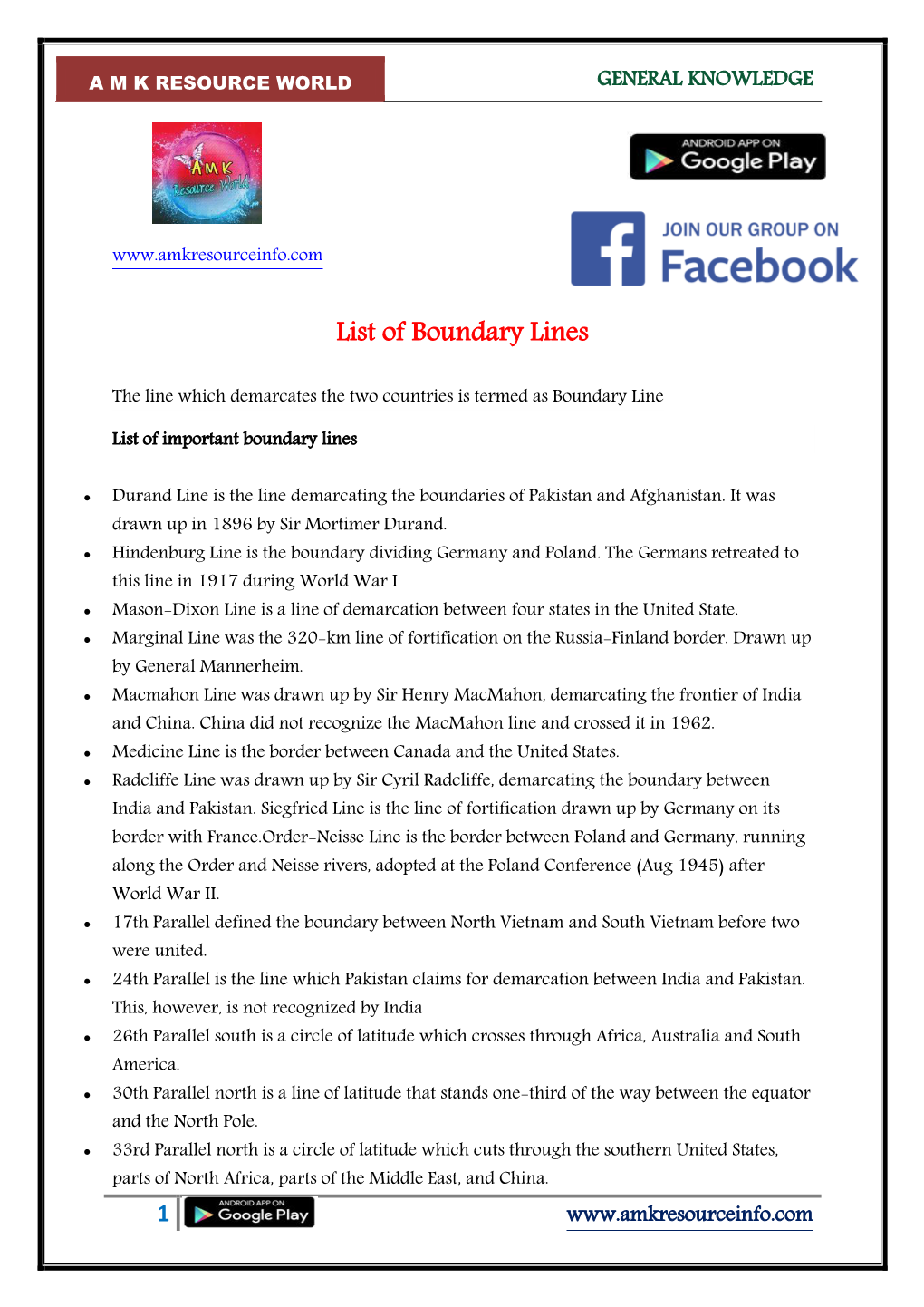 List of Boundary Lines