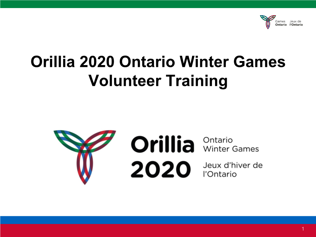 Orillia 2020 Ontario Winter Games Volunteer Training