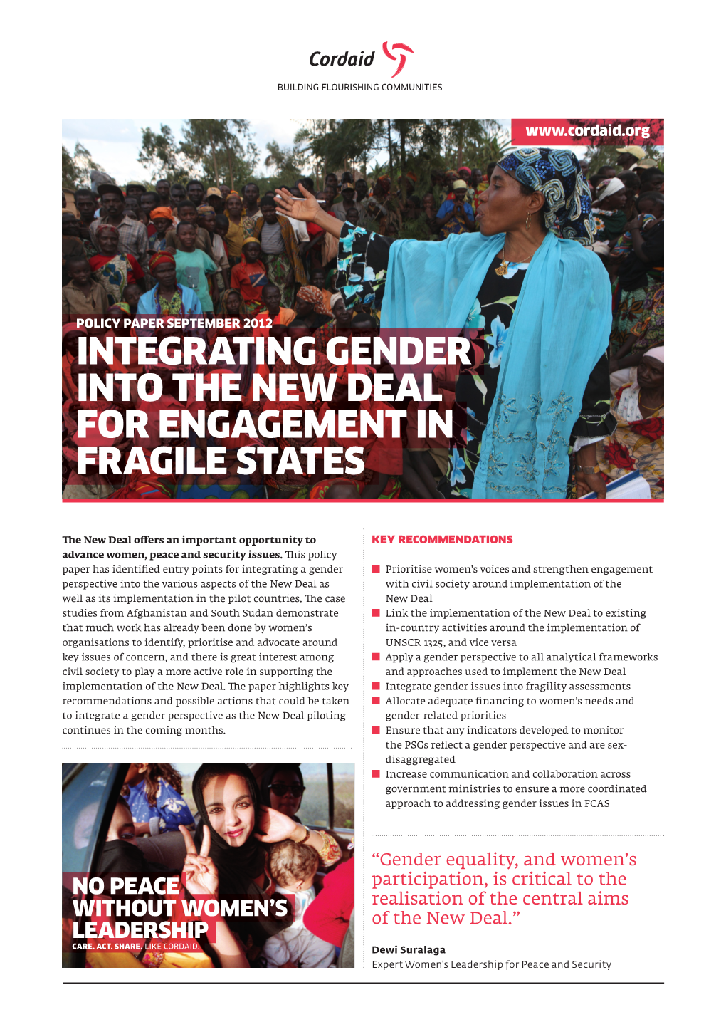 Integrating Gender Into the New Deal for Engagement in Fragile States