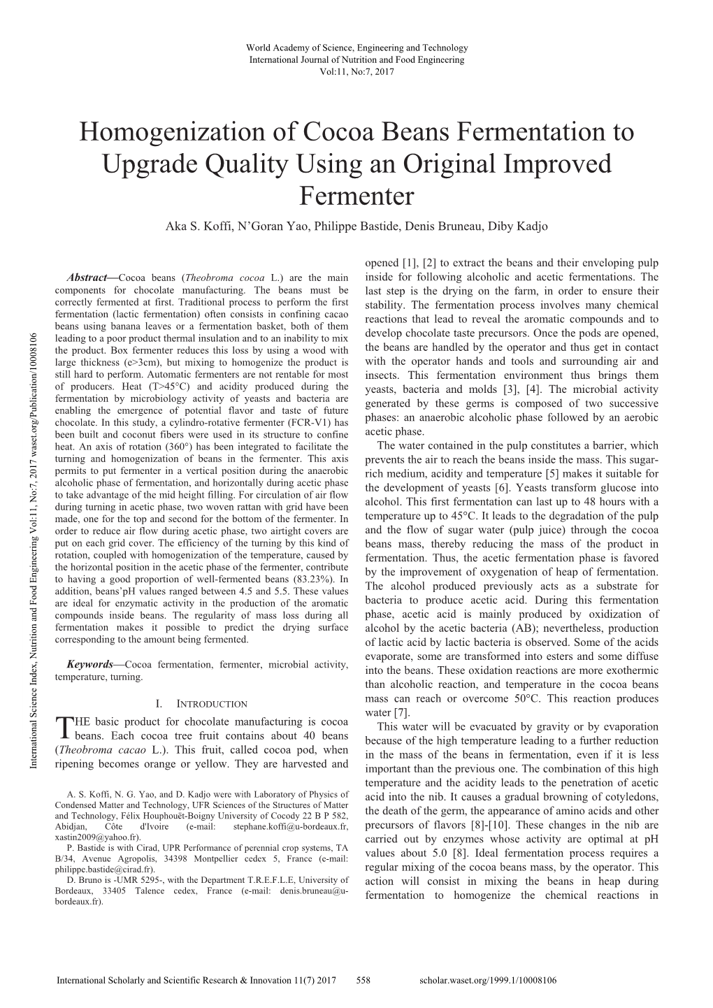 Homogenization of Cocoa Beans Fermentation to Upgrade