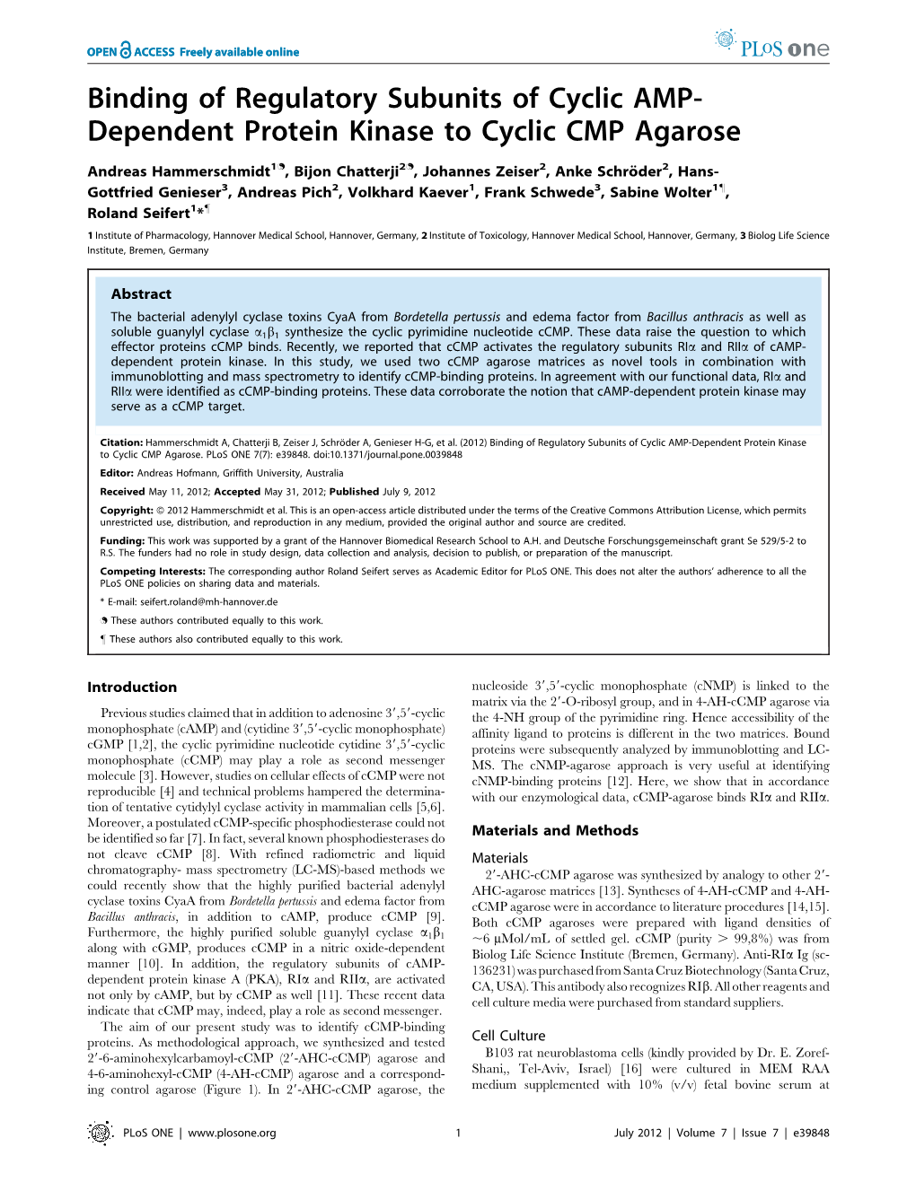 Dependent Protein Kinase to Cyclic CMP Agarose