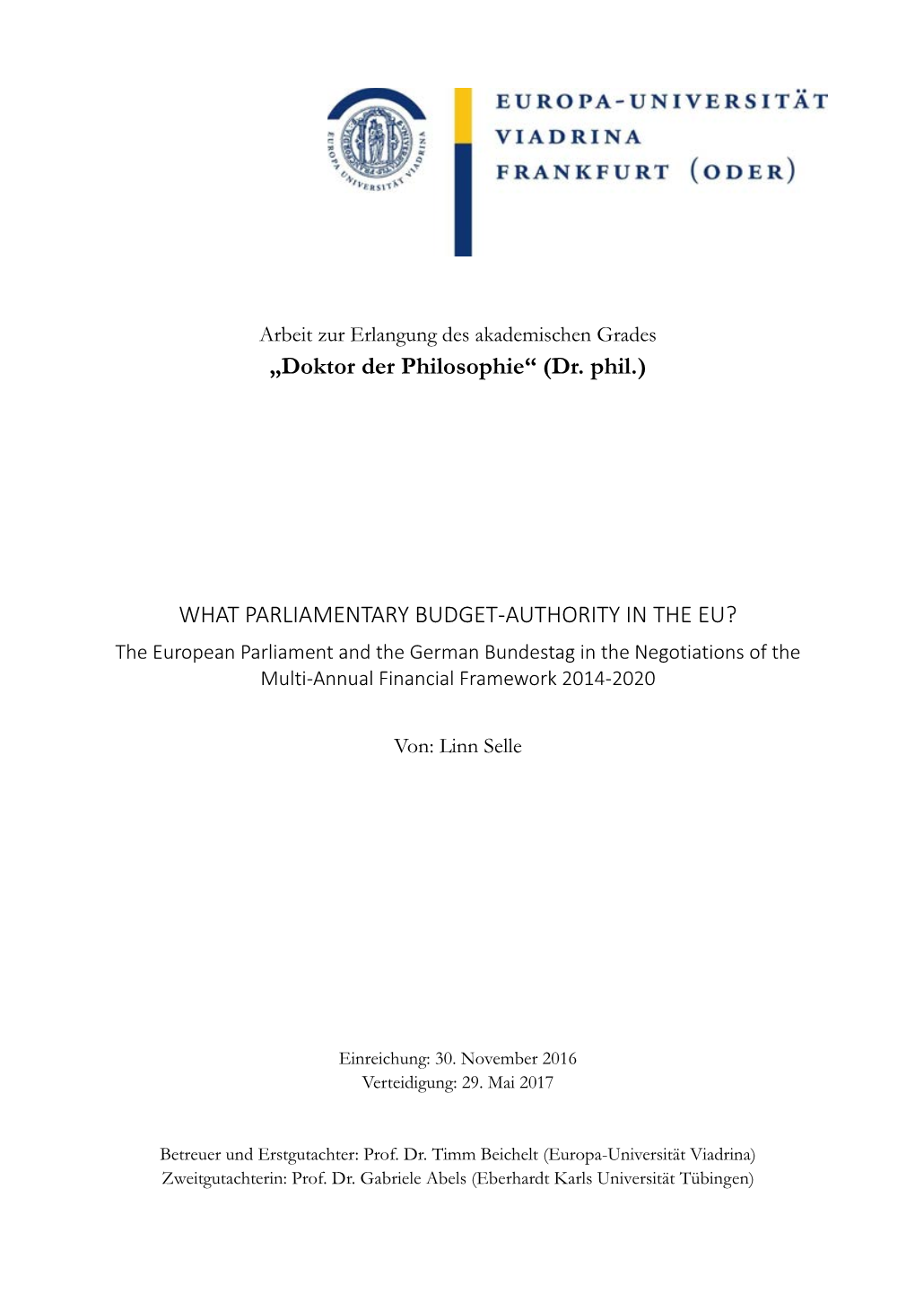 What Parliamentary Budget Authority in the European Union?