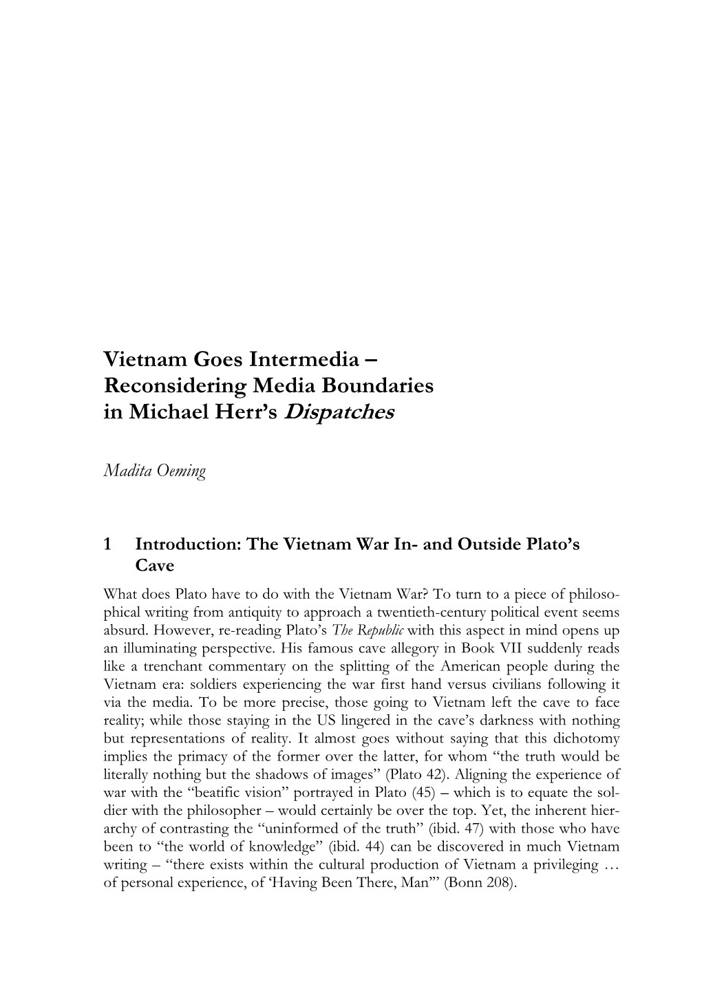 Vietnam Goes Intermedia – Reconsidering Media Boundaries in Michael Herr’S Dispatches