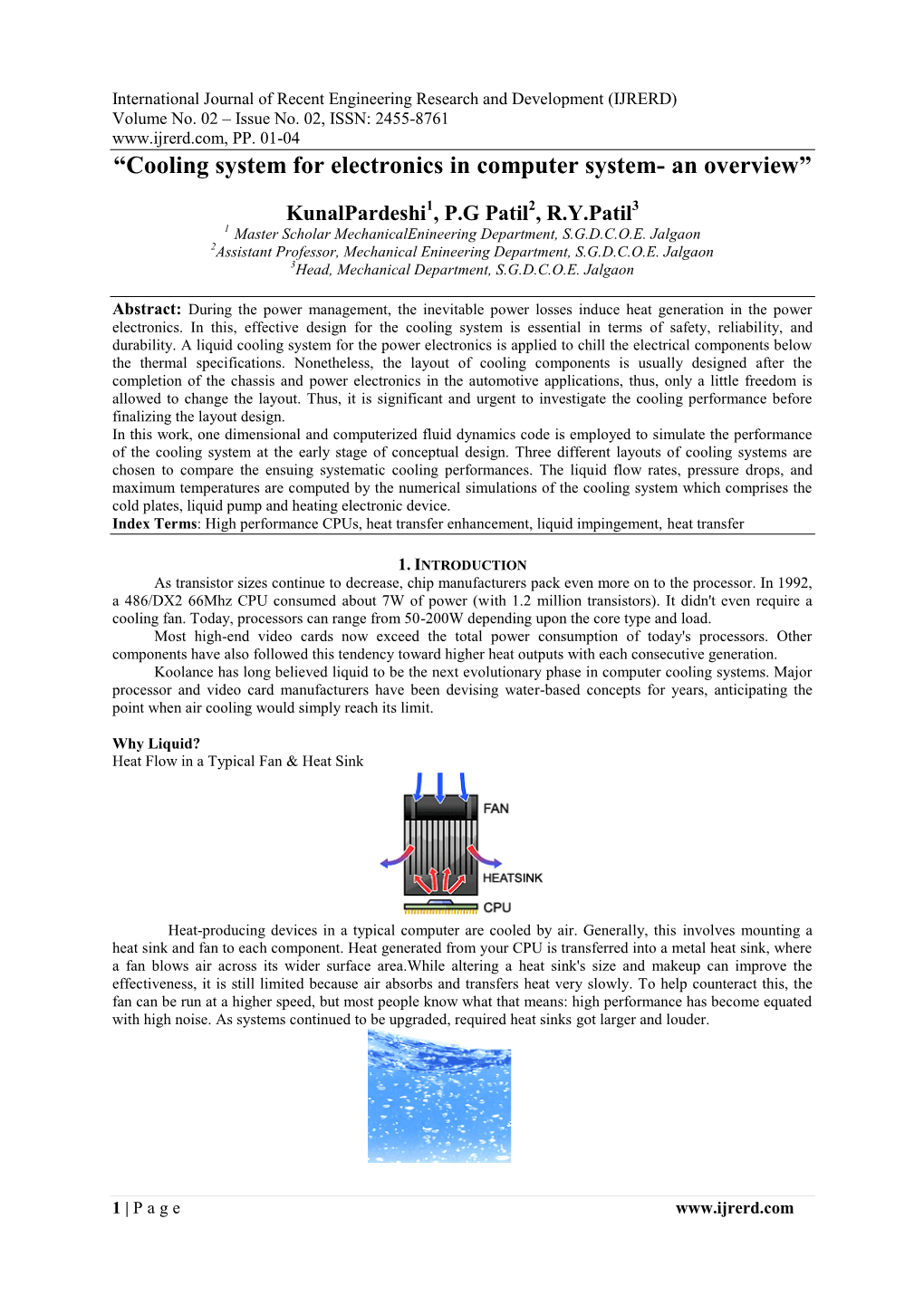 “Cooling System for Electronics in Computer System- an Overview”