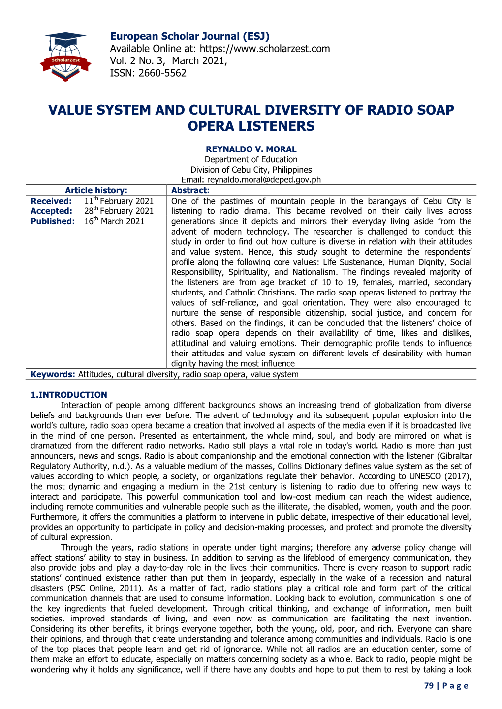 Value System and Cultural Diversity of Radio Soap Opera Listeners