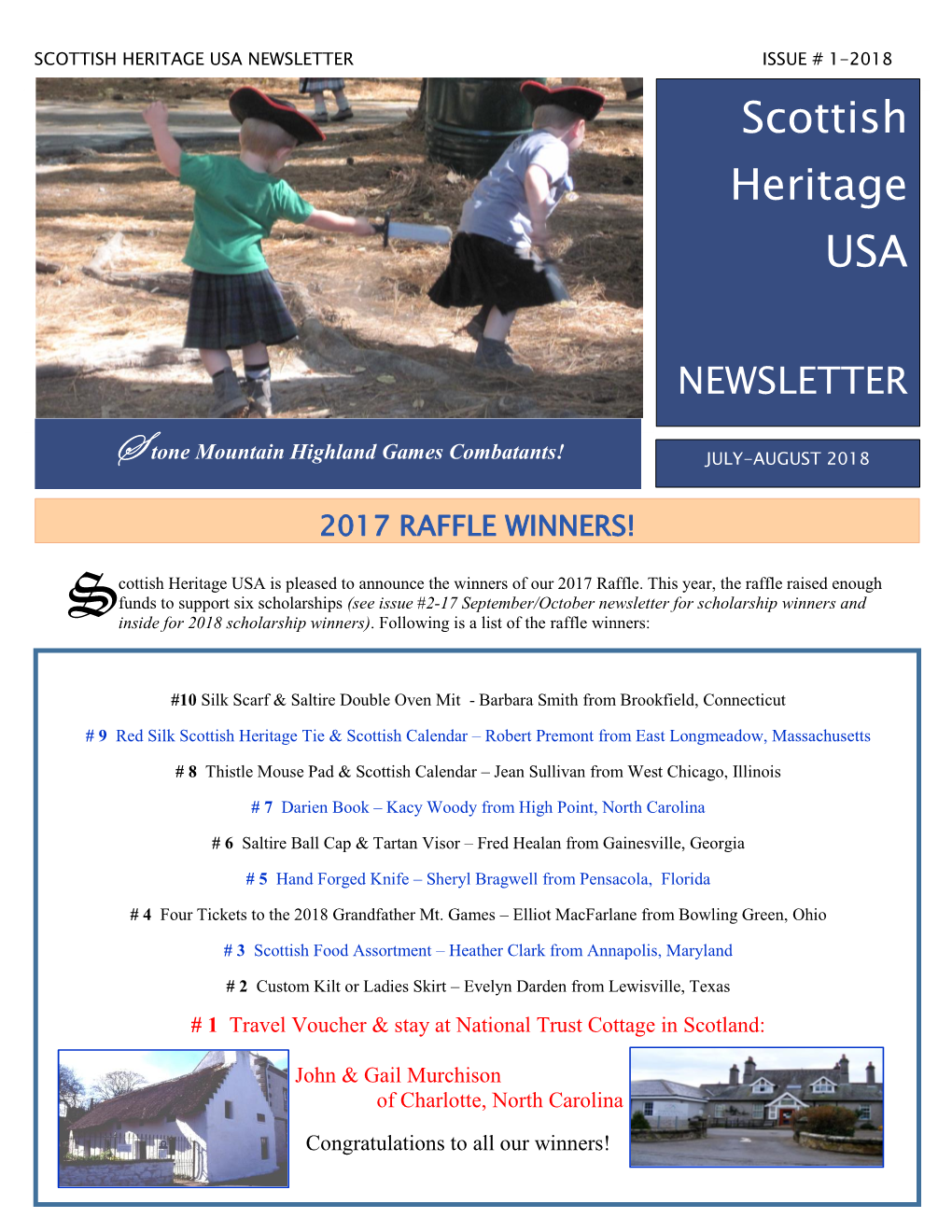 Scottish Heritage Usa Newsletter Issue # 1-2018