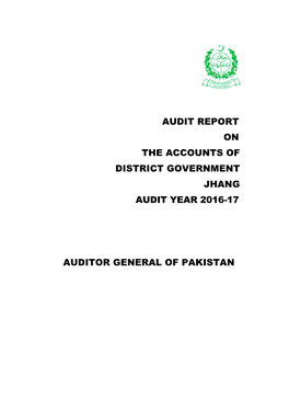 Audit Report on the Accounts of District Government Jhang Audit Year 2016-17