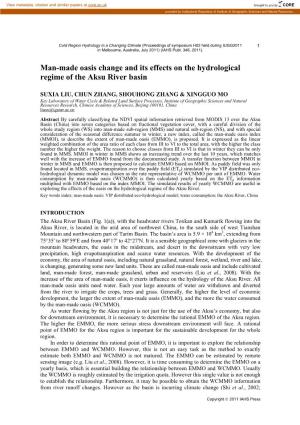 Man-Made Oasis Change and Its Effects on the Hydrological Regime of the Aksu River Basin