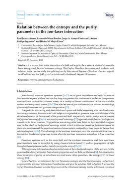 Relation Between the Entropy and the Purity Parameter in the Ion-Laser Interaction