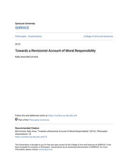 Towards a Revisionist Account of Moral Responsibility