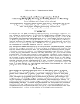 The Shawangunk and Martinsburg Formations Revisited: Sedimentology, Stratigraphy, Mineralogy, Geochemistry, Structure and Paleontology Howard R