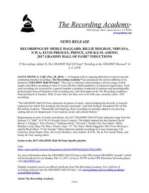 The Recording Academy® 3030 Olympic Blvd., Santa Monica, CA 90404