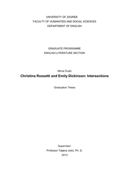 Christina Rossetti and Emily Dickinson: Intersections