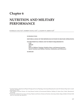 Chapter 6 NUTRITION and MILITARY PERFORMANCE