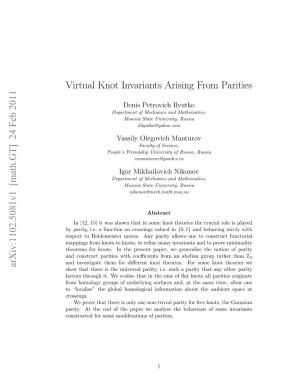 Virtual Knot Invariants Arising from Parities
