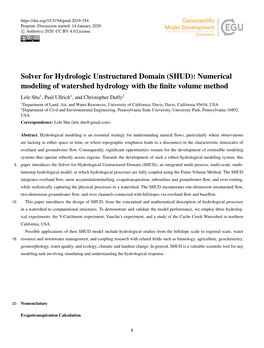 (SHUD): Numerical Modeling of Watershed Hydrology with The