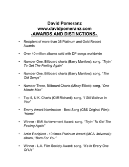 DP Awards and Distinctions