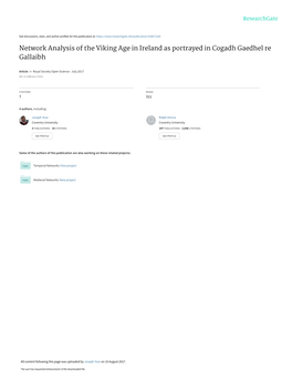 Network Analysis of the Viking Age in Ireland As Portrayed in Cogadh Gaedhel Re Gallaibh