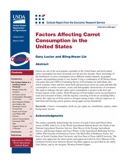 Factors Affecting Carrot Consumption in the United States / VGS319-01 Economic Research Service/USDA Table 1 U.S