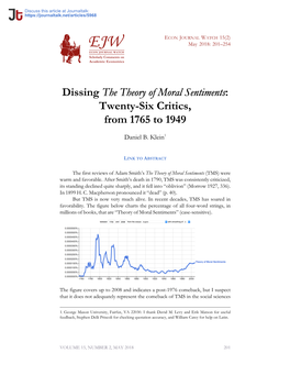 Dissing the Theory of Moral Sentiments: Twenty-Six Critics, from 1765 to 1949