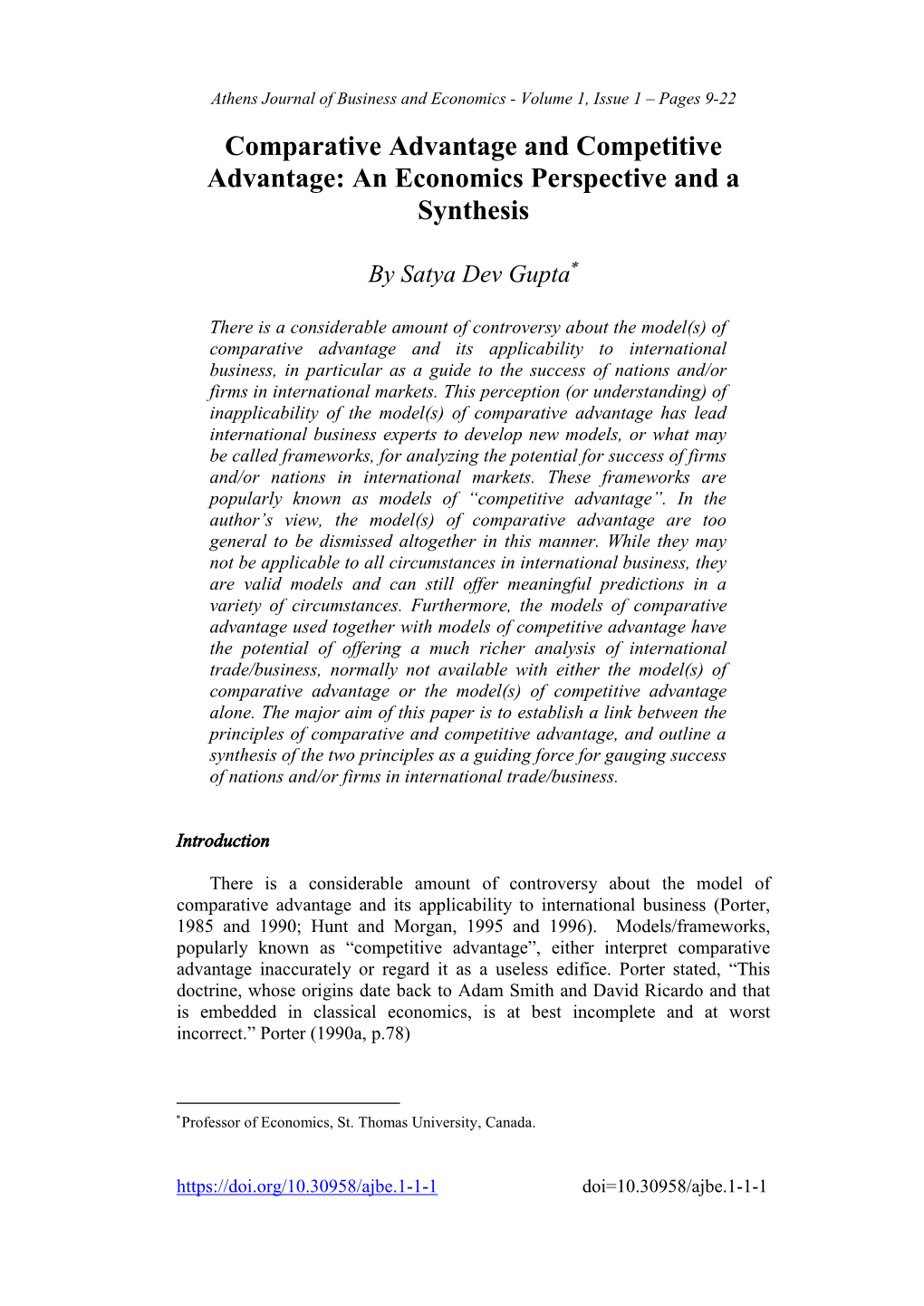 An Economics Perspective and a Synthesis