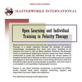 Open Learning and Individual Training in Polarity Therapy