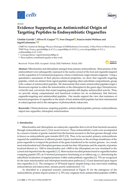 Evidence Supporting an Antimicrobial Origin of Targeting Peptides to Endosymbiotic Organelles