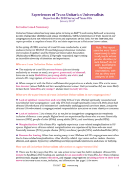 Experiences of Trans Unitarian Universalists Report on the 2018 Survey of Trans Uus January 2019*