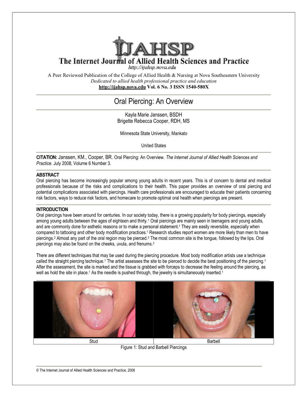 Oral Piercing: an Overview