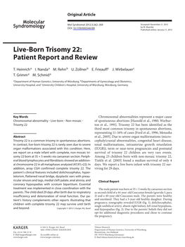 Live-Born Trisomy 22: Patient Report and Review