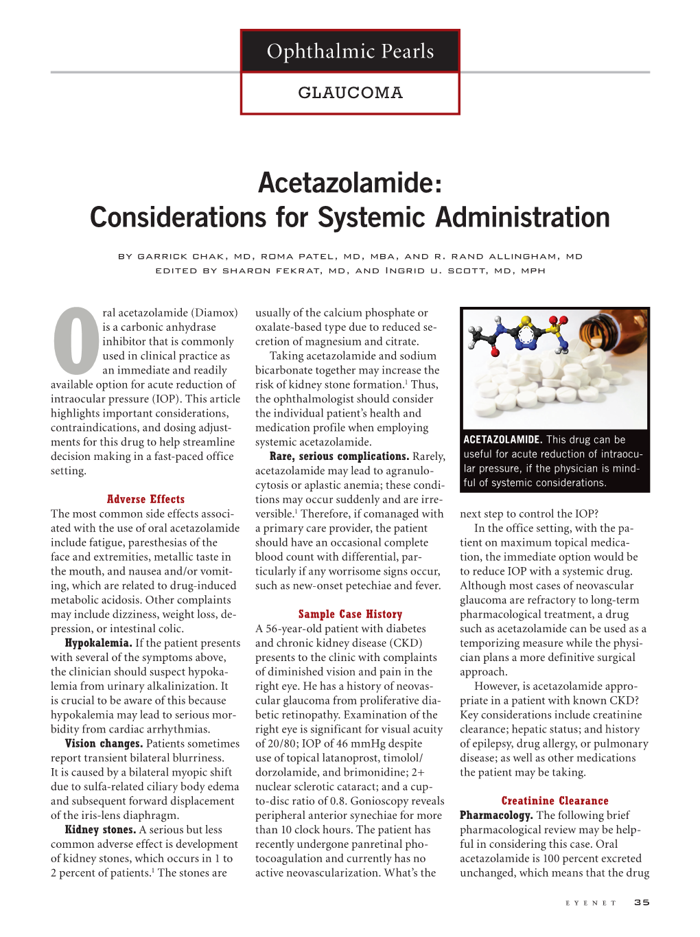 Acetazolamide: Considerations for Systemic Administration