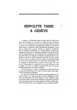 Hippolyte Talne a Genève