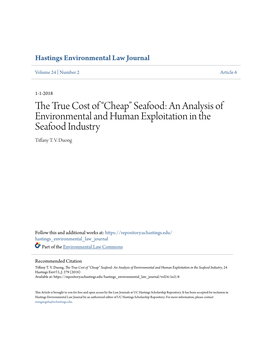 An Analysis of Environmental and Human Exploitation in the Seafood Industry Tiffany T