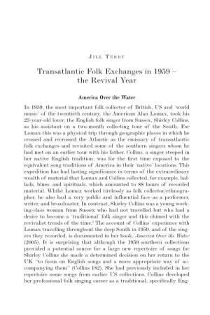 Transatlantic Folk Exchanges in 1959 – the Revival Year