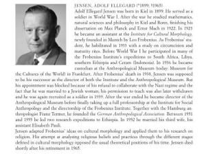 Adolf Ellegard Jensen Was Born in Kiel in 1899. He Served As a Soldier in World War I. After the War He Studied Mathematics