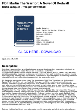 [3B829a0] PDF Martin the Warrior: a Novel of Redwall Brian Jacques