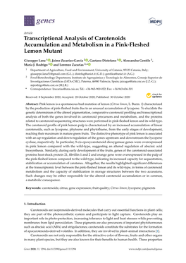 Transcriptional Analysis of Carotenoids Accumulation and Metabolism in a Pink-Fleshed Lemon Mutant