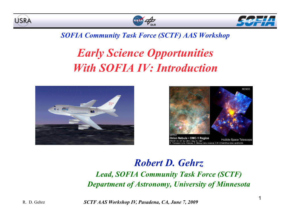 Early Science Opportunities with SOFIA IV: Introduction