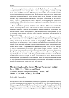 Meirion Hughes, the English Musical Renaissance and the Press 1850–1914: Watchmen of Music Aldershot, Hants.: Ashgate Publishing Limited, 2002 ISBN 0 7456 0588 4