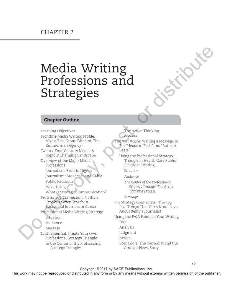 Media Writing Professions and Strategies