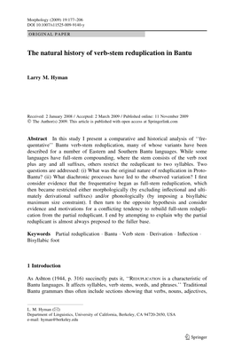 The Natural History of Verb-Stem Reduplication in Bantu